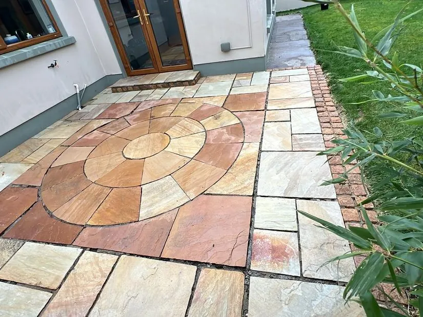 A sandstone patio after cleaning, Co. Meath